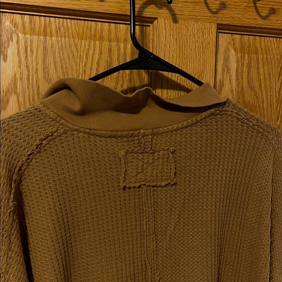 Free People Tan Waffle Knit Long Sleeve Top - Picture 5 of 5